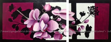 Peinture intitulée "Élégantes orchiddées" par La Galerie De Marilyn, Œuvre d'art originale