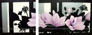 Peinture intitulée "Tendres magnolias" par La Galerie De Marilyn, Œuvre d'art originale