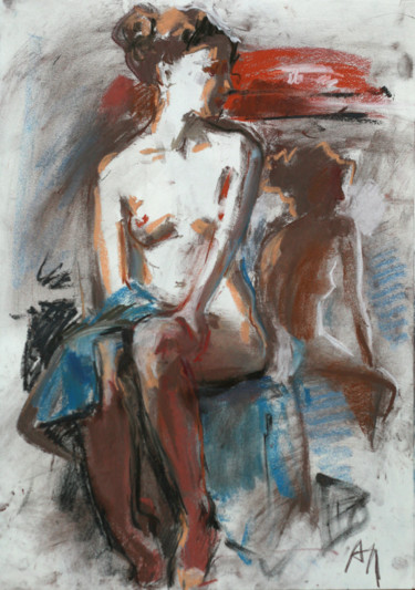 Malarstwo zatytułowany „У зеркала” autorstwa Анна Лагеда, Oryginalna praca, Pastel