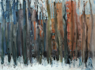 Картина под названием "В парке" - Анна Лагеда, Подлинное произведение искусства, Акварель