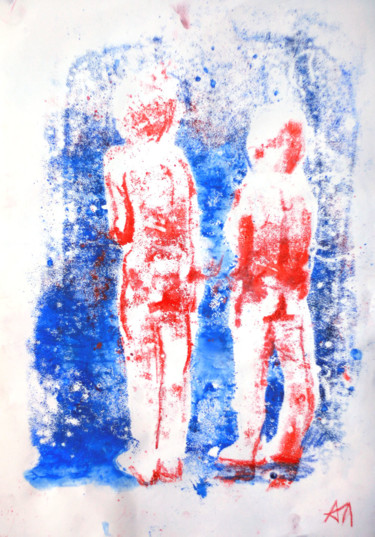 Отпечатки и Гравюры под названием ""Голыши"" - Анна Лагеда, Подлинное произведение искусства, Монотип