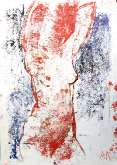 Gravures & estampes intitulée "Обнаженная красная" par Anna Lageda, Œuvre d'art originale, Monotype