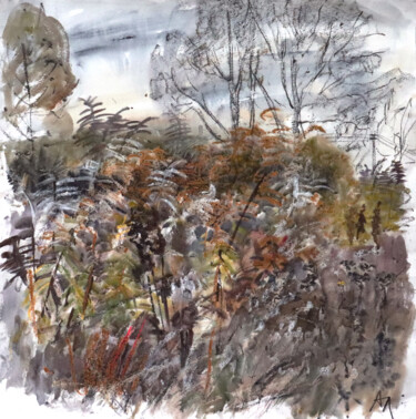 Картина под названием "Золотарник, осень,…" - Анна Лагеда, Подлинное произведение искусства, Акварель