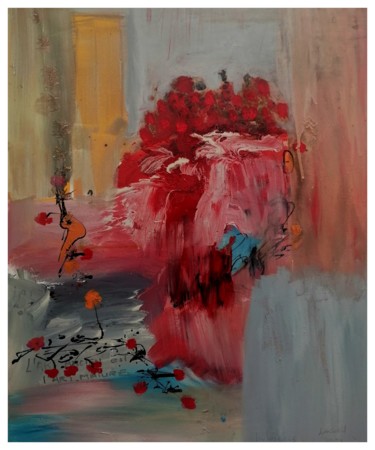 Peinture intitulée "hibiscus" par Lagell, Œuvre d'art originale, Acrylique