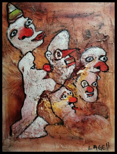 Painting titled "human comedy" by Lagell, Original Artwork, Acrylic