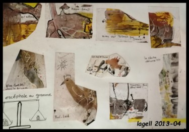 Pittura intitolato "encéphalogramme" da Lagell, Opera d'arte originale, Collages