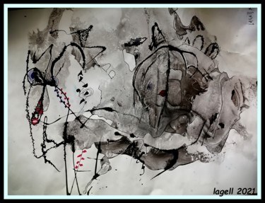 Painting titled "zones d'ombre" by Lagell, Original Artwork, Ink