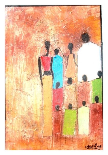 Painting titled "la famille" by Lagell, Original Artwork, Oil
