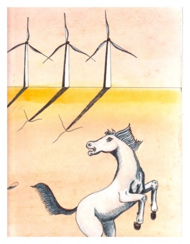 Dessin intitulée "les éoliennes" par Lagell, Œuvre d'art originale, Autre