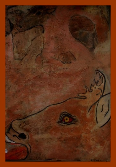 Peinture intitulée "taureau" par Lagell, Œuvre d'art originale, Huile