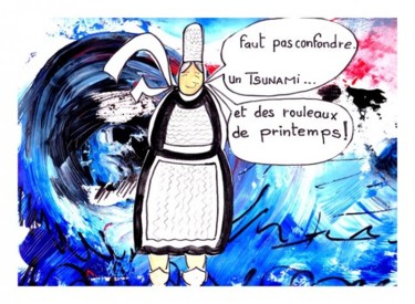 Peinture intitulée "tsunami" par Lagell, Œuvre d'art originale