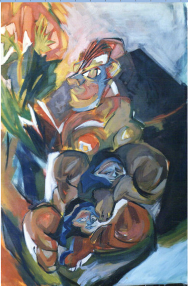 Pintura intitulada ""Maternidad indígen…" por Lagloria, Obras de arte originais