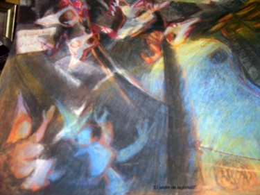 Pittura intitolato ""El jardín de laglo…" da Lagloria, Opera d'arte originale, Olio Montato su Telaio per barella in legno