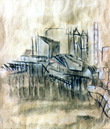 Pittura intitolato ""La fábrica de tani…" da Lagloria, Opera d'arte originale, Grafite