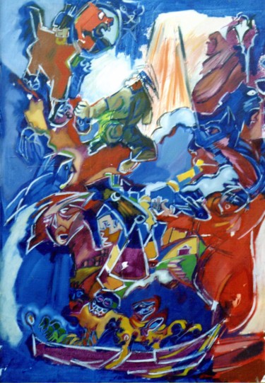 Painting titled ""de historias de rí…" by Lagloria, Original Artwork, Oil