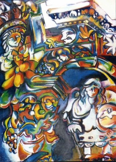 Schilderij getiteld ""Tríptico de homena…" door Lagloria, Origineel Kunstwerk, Olie