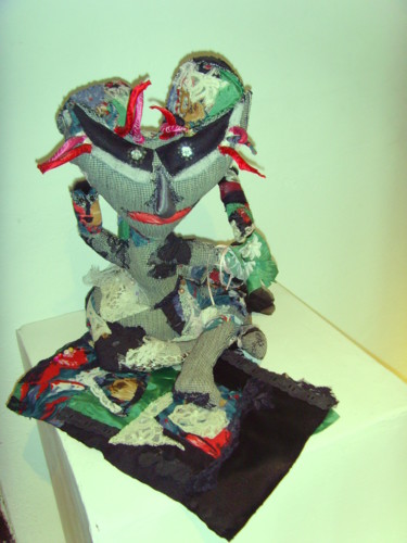 Textile Art titled "Gato Picasso" by Lagloria, Original Artwork, Textile fiber