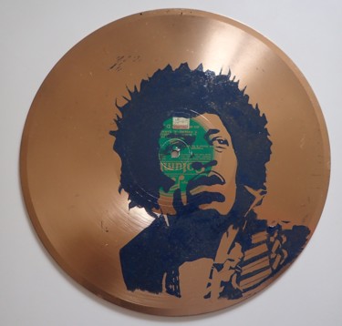 Estampas & grabados titulada "Jimi Hendrix" por Didier Lagrange, Obra de arte original, Linograbados