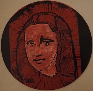 Incisioni, stampe intitolato "Mona Lisa" da Didier Lagrange, Opera d'arte originale, Incisioni su linoleum