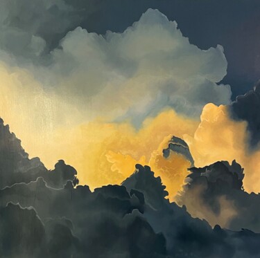 Картина под названием "За облаками" - Lahti Anastasia, Подлинное произведение искусства, Масло Установлен на Деревянная рама…