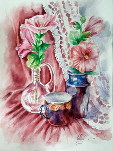 Painting titled "Натюрморт" by Elena Sizova, Original Artwork, Watercolor