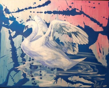 Картина под названием "Лебедь" - Elena Sizova, Подлинное произведение искусства, Акрил