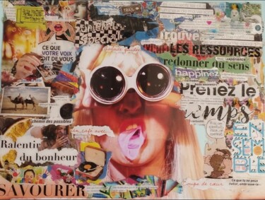 Collagen mit dem Titel "Happiness" von Stéphanie Moulay, Original-Kunstwerk, Collagen