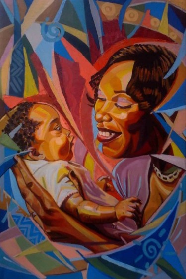 Peinture intitulée "Mother and Child co…" par Lakeside, Œuvre d'art originale, Huile