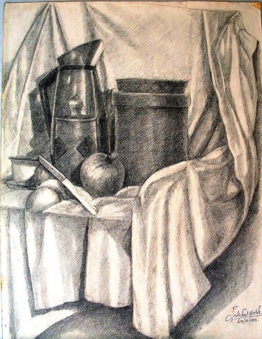 Drawing titled "Nature morte" by Lakmos, Original Artwork, Pencil