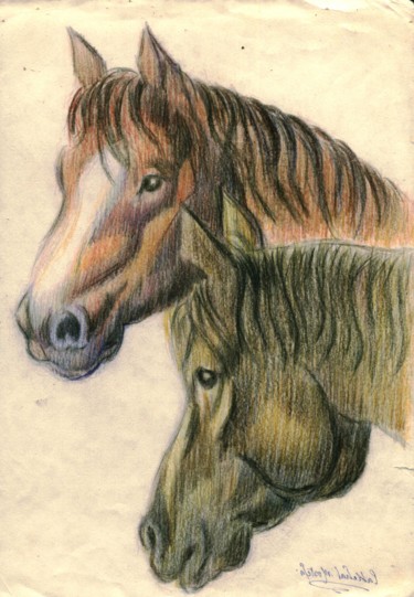 Dessin intitulée "chevaux.jpg" par Lakmos, Œuvre d'art originale, Autre