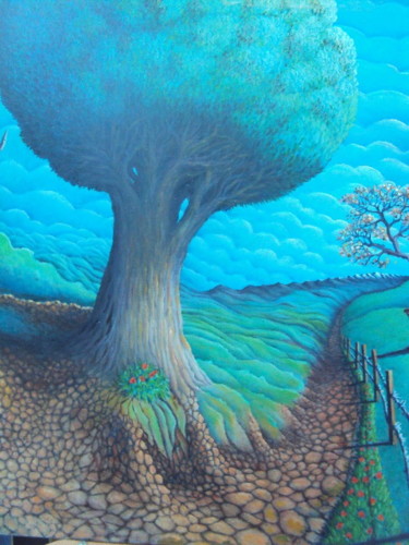 Peinture intitulée "l olivier et les co…" par Omar Reggane, Œuvre d'art originale, Huile