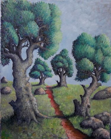 Painting titled "roy's weg" by Omar Reggane, Original Artwork, Oil