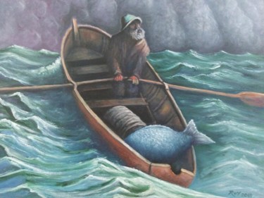 Painting titled "histoire d'un marin" by Omar Reggane, Original Artwork