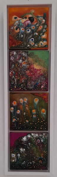 Painting titled "éclosion" by Sonia Lakhoua, Original Artwork, Acrylic Mounted on Wood Stretcher frame