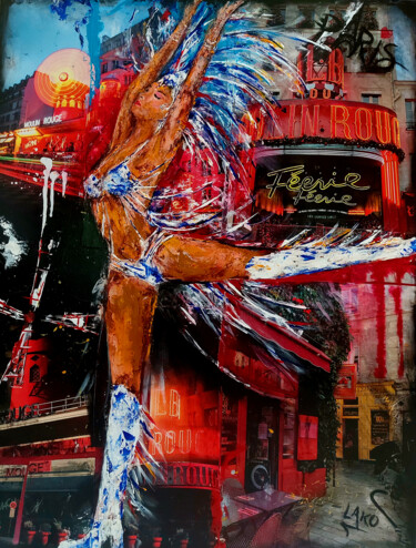 Schilderij getiteld "Moulin rouge" door Lako, Origineel Kunstwerk, Acryl