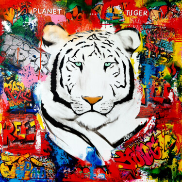 Картина под названием "Planet Tiger" - Lako, Подлинное произведение искусства, Акрил