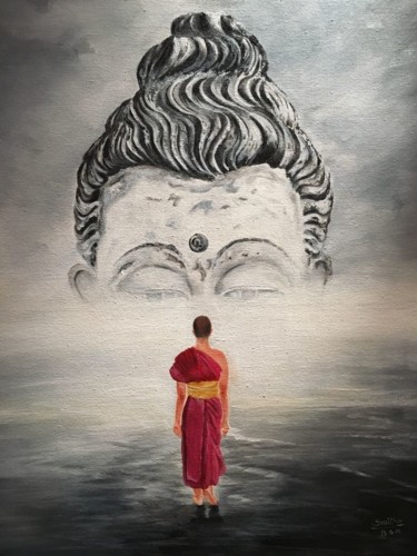 Painting titled "Buddha" by Lakshmi Raj, Original Artwork, Acrylic