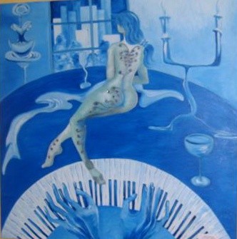 Painting titled "blue room" by Livia Krasting, Original Artwork