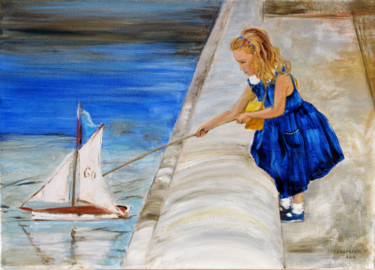 Painting titled "Navire de l'espoir" by Natalia Laletina, Original Artwork, Acrylic