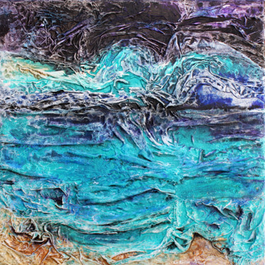 Painting titled "Mer froissée" by Natalia Laletina, Original Artwork