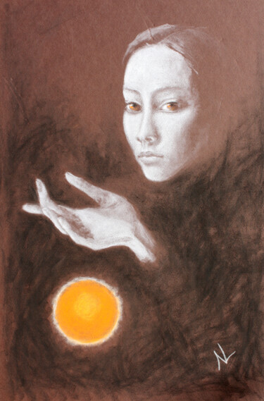 Painting titled ""Le jeu. Entre pass…" by Natalia Laletina, Original Artwork, Pastel