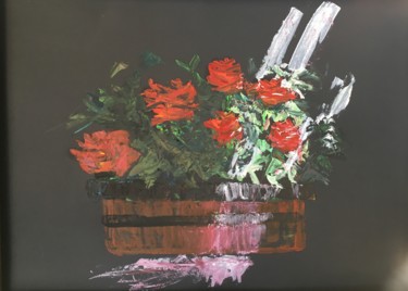 Painting titled "black rose" by Lali, Original Artwork