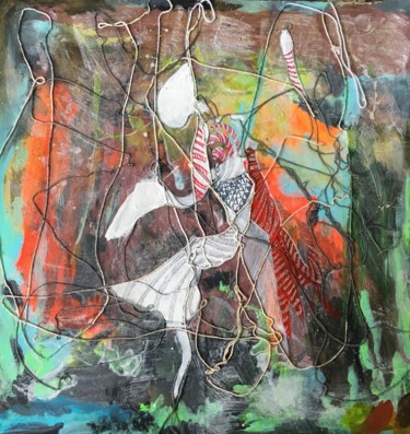 Painting titled "tangled garden" by Lali, Original Artwork, Acrylic