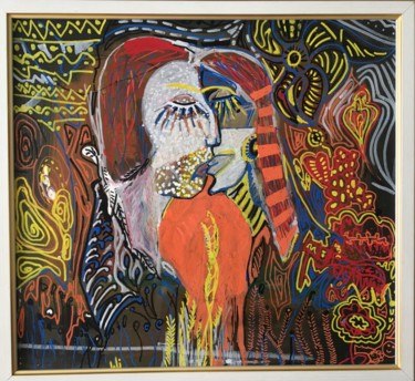 Peinture intitulée "sacred kiss" par Lali, Œuvre d'art originale, Acrylique