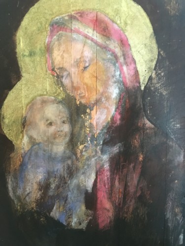Painting titled "Mary and Child" by Lali, Original Artwork, Acrylic