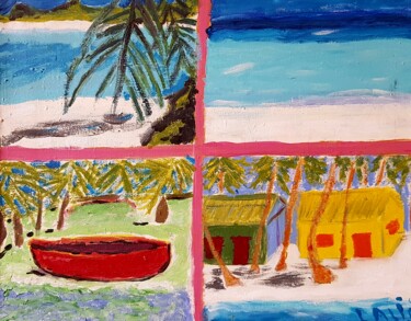 Schilderij getiteld "Cayo Coco,Cuba" door Lalie, Origineel Kunstwerk, Acryl