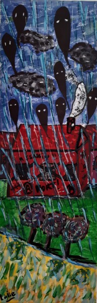 Peinture intitulée "la maison maudite" par Lalie, Œuvre d'art originale, Acrylique
