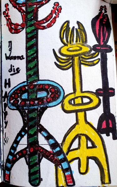 Malerei mit dem Titel "I wanna die happy." von Lalie, Original-Kunstwerk, Acryl