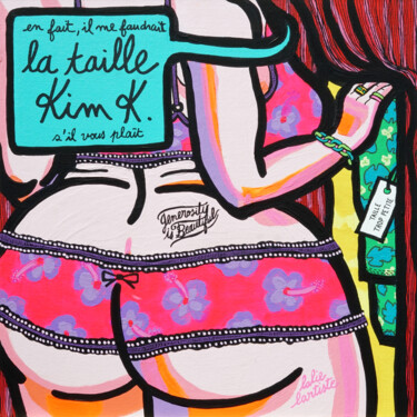 Painting titled "La taille Kim K." by Lalie Lartiste, Original Artwork, Acrylic Mounted on Wood Panel