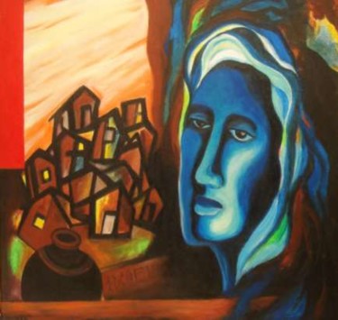 Painting titled "Bluehead" by Lk, Original Artwork, Oil